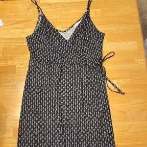 H&M Basics dark blue patterned faux wrap dress